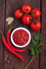 tomato paste with pepper and spices