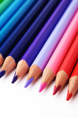 Closeup of red and violet pencils