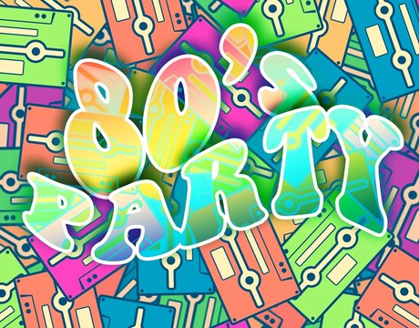 80s party retro concept, Vintage poster design