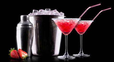 berry cooler cocktail on a black
