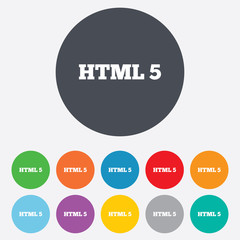 HTML5 sign icon. New Markup language symbol.