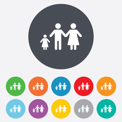 Complete family with one child sign icon.