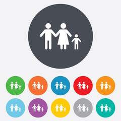 Complete family with one child sign icon.