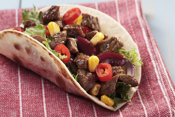 taco with beef and vegetables