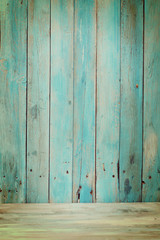 Old blue wood plank background - obrazy, fototapety, plakaty