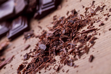 Chopped chocolate with cocoa 