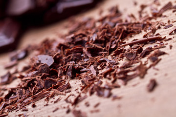 Chopped chocolate with cocoa 