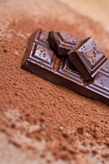 Chopped chocolate with cocoa