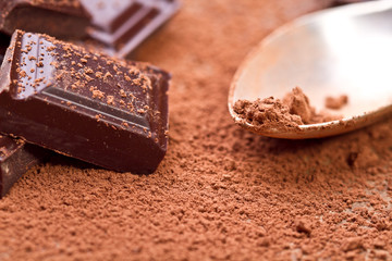 Chopped chocolate with cocoa