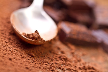 Chopped chocolate with cocoa