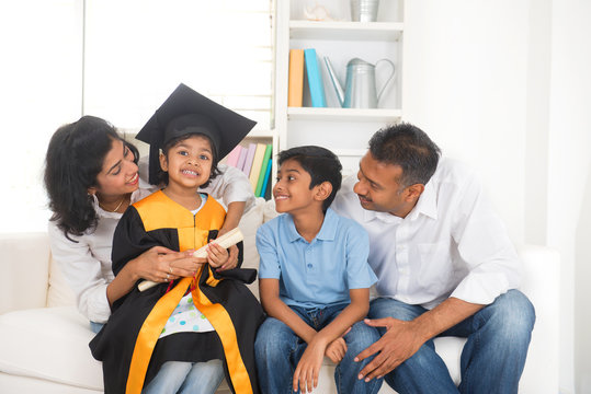 Happy Indian Family Graduation, Education Concept Photo