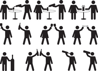 Pictogram people drinking set illustrated on white