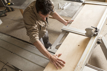 young worker in joinery