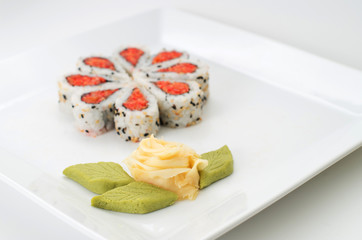 Sushi fon white ceramic plate