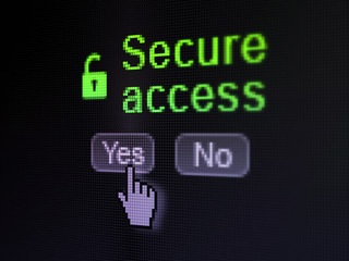 Protection concept: Opened Padlock icon and Secure Access on