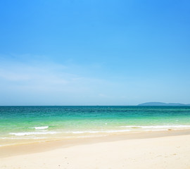Fototapeta na wymiar Clear water and blue sky. Phra Nang beach, Thailand