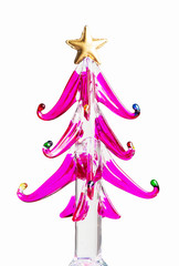 Christmas tree  made of glass, isolated