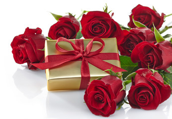 Gift box and roses