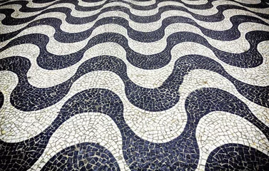Photo sur Plexiglas Copacabana, Rio de Janeiro, Brésil Copacabana Beach mosaic in Rio de Janeiro, Brazil