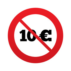 No 10 Euro sign icon. EUR currency symbol.
