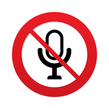 Don`t record. Microphone icon. Speaker symbol.