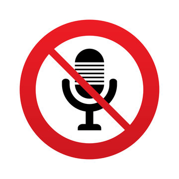 Don`t record. Microphone icon. Speaker symbol.