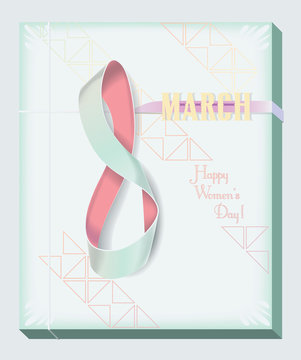 Ribbon Numeral 8 March card