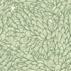 Seamless floral doodle pattern with nature elements