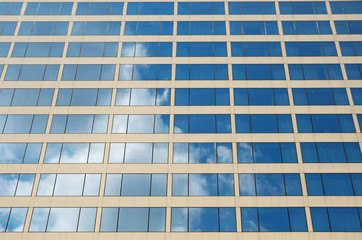Modern office building in urban city, windows background