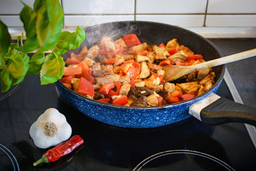 Anbraten von Fleisch in der Pfanne