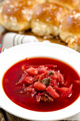 Traditional Ukrainian beetroot soup - red borsch