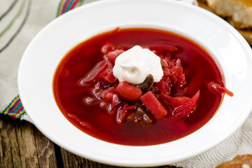 Traditional Ukrainian beetroot soup - red borsch