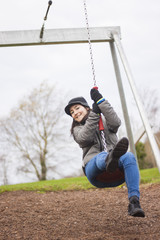 Young woman enjoy in the playground