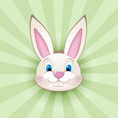 Cartoon bunny head on green