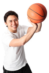 Aiming basketball player