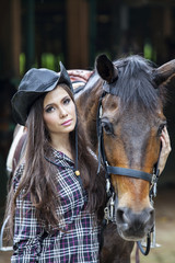 Fototapeta premium Beautiful woman and horse