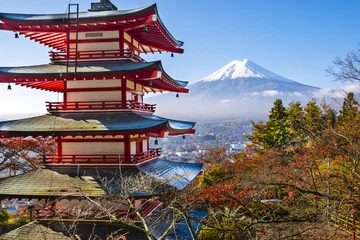 Foto op Canvas Fuji en pagode © SeanPavonePhoto