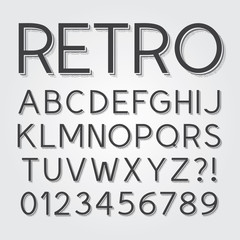 Abstract Vintage Retro Font and Numbers, Eps 10 Vector