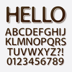 Rounded Vintage Retro Font and Numbers, Eps 10 Vector