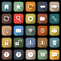 Tool bar flat icons with long shadow