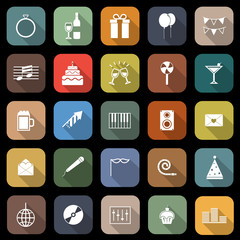 Celebration flat icons with long shadow