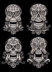 Day of The Dead Skull Tattoo Vector Set