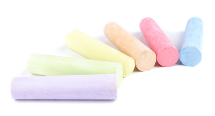 Chalks in variety of colors, isolated on white