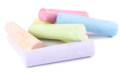 Chalks in variety of colors, isolated on white