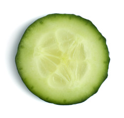 Slice of fresh cucumber, isolated on white