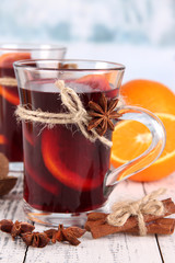 Mulled wine with oranges and spices