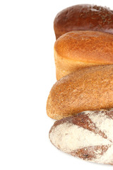 Different types of bread isolated on white