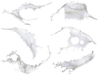 white milk, mixed splash isolated on white background