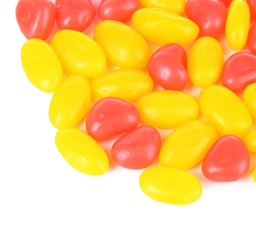 Different colorful fruit candy isolated on white