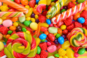 Different colorful fruit candy close-up